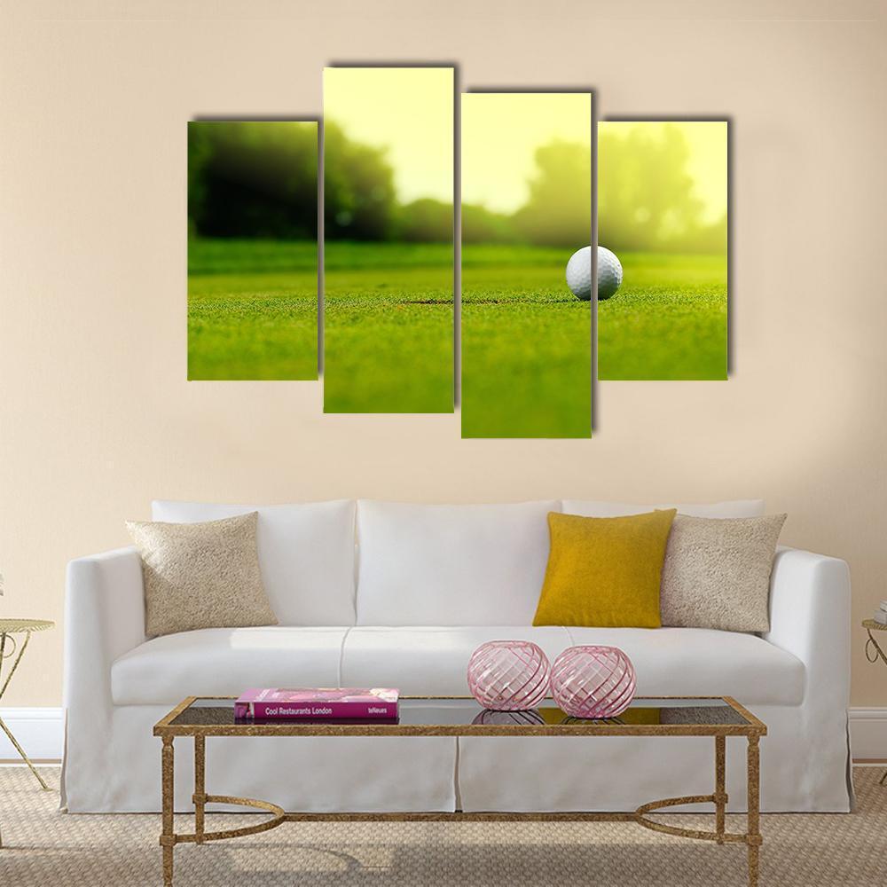 Golf Ball In The Hole Canvas Wall Art-4 Pop-Gallery Wrap-50&quot; x 32&quot;-Tiaracle