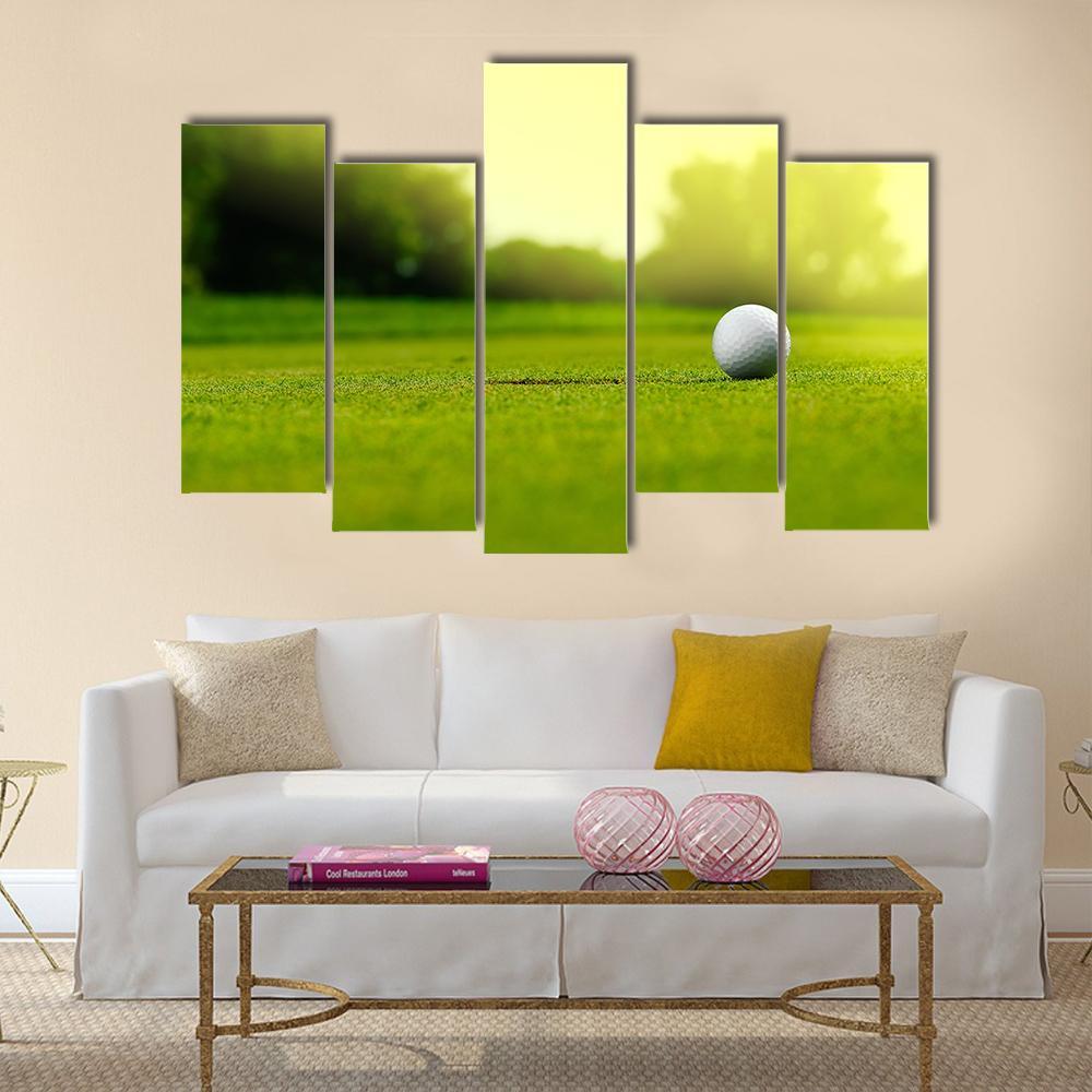 Golf Ball In The Hole Canvas Wall Art-5 Pop-Gallery Wrap-47" x 32"-Tiaracle