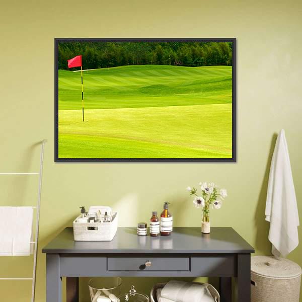 Golf Ball Near Hole Canvas Wall Art-1 Piece-Floating Frame-24&quot; x 16&quot;-Tiaracle