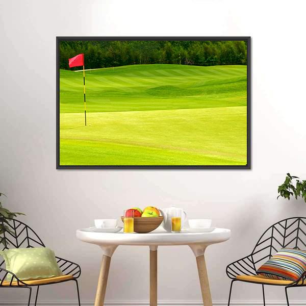 Golf Ball Near Hole Canvas Wall Art-3 Horizontal-Gallery Wrap-25&quot; x 16&quot;-Tiaracle