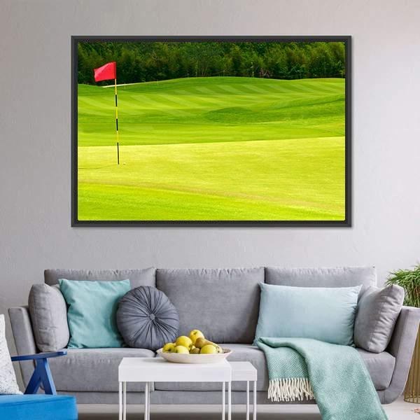 Golf Ball Near Hole Canvas Wall Art-3 Horizontal-Gallery Wrap-25&quot; x 16&quot;-Tiaracle