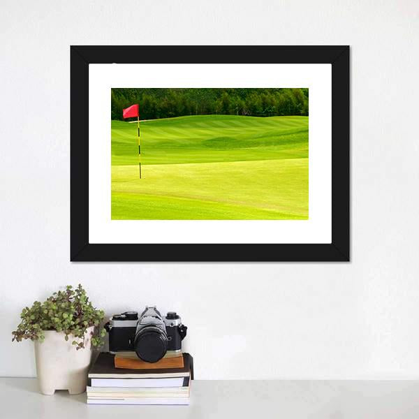 Golf Ball Near Hole Canvas Wall Art-1 Piece-Framed Print-20&quot; x 16&quot;-Tiaracle