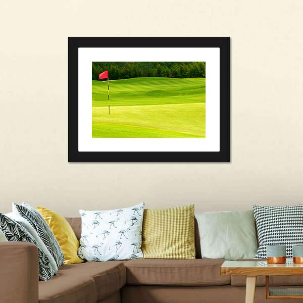 Golf Ball Near Hole Canvas Wall Art-3 Horizontal-Gallery Wrap-25&quot; x 16&quot;-Tiaracle