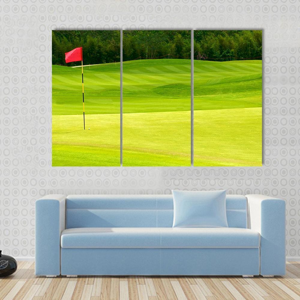 Golf Ball Near Hole Canvas Wall Art-3 Horizontal-Gallery Wrap-37&quot; x 24&quot;-Tiaracle