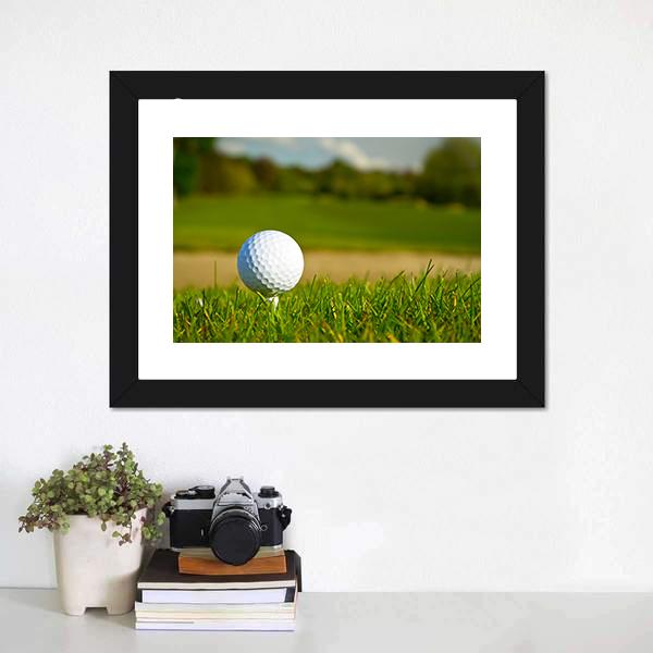 Golf Ball On Beautiful Course Canvas Wall Art-1 Piece-Framed Print-20&quot; x 16&quot;-Tiaracle