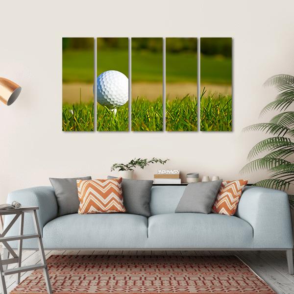 Golf Ball On Beautiful Course Canvas Wall Art-5 Horizontal-Gallery Wrap-22&quot; x 12&quot;-Tiaracle