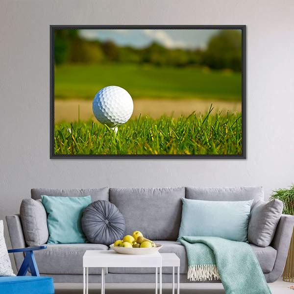 Golf Ball On Beautiful Course Canvas Wall Art-5 Horizontal-Gallery Wrap-22&quot; x 12&quot;-Tiaracle