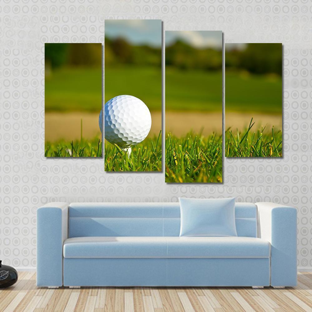 Golf Ball On Beautiful Course Canvas Wall Art-4 Pop-Gallery Wrap-50&quot; x 32&quot;-Tiaracle
