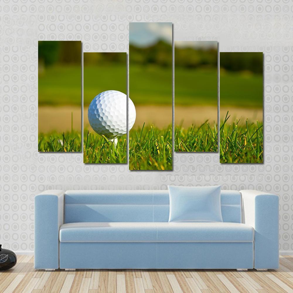 Golf Ball On Beautiful Course Canvas Wall Art-1 Piece-Gallery Wrap-48" x 32"-Tiaracle