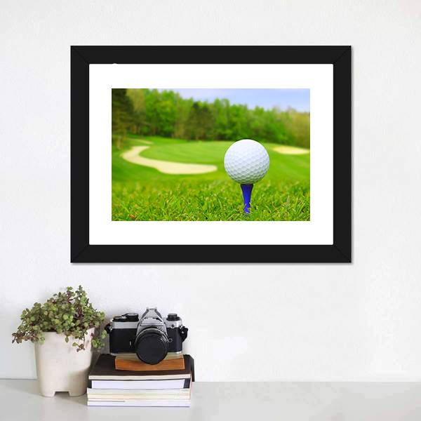 Golf Ball On Course Canvas Wall Art-1 Piece-Framed Print-20&quot; x 16&quot;-Tiaracle