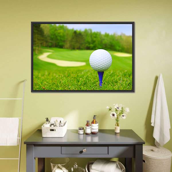 Golf Ball On Course Canvas Wall Art-1 Piece-Floating Frame-24&quot; x 16&quot;-Tiaracle