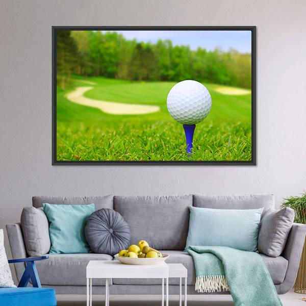 Golf Ball On Course Canvas Wall Art-5 Horizontal-Gallery Wrap-22&quot; x 12&quot;-Tiaracle