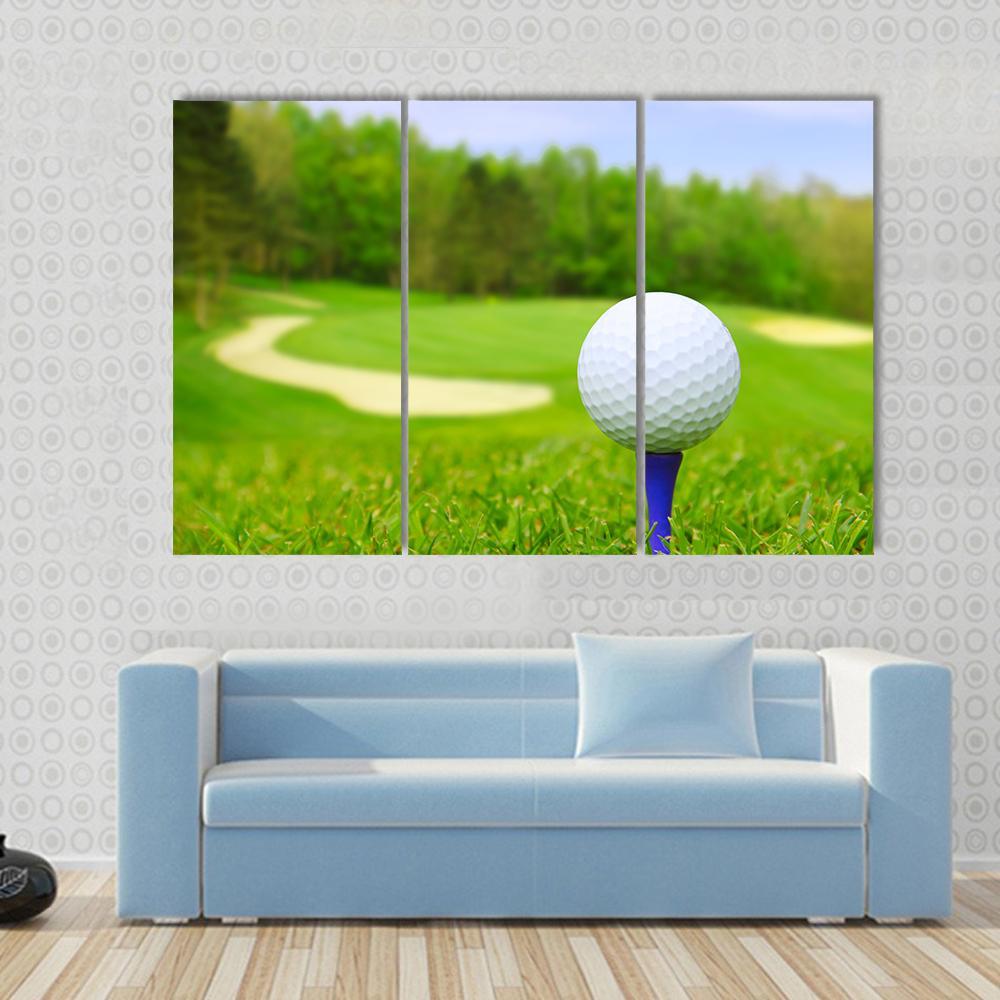 Golf Ball On Course Canvas Wall Art-3 Horizontal-Gallery Wrap-37&quot; x 24&quot;-Tiaracle