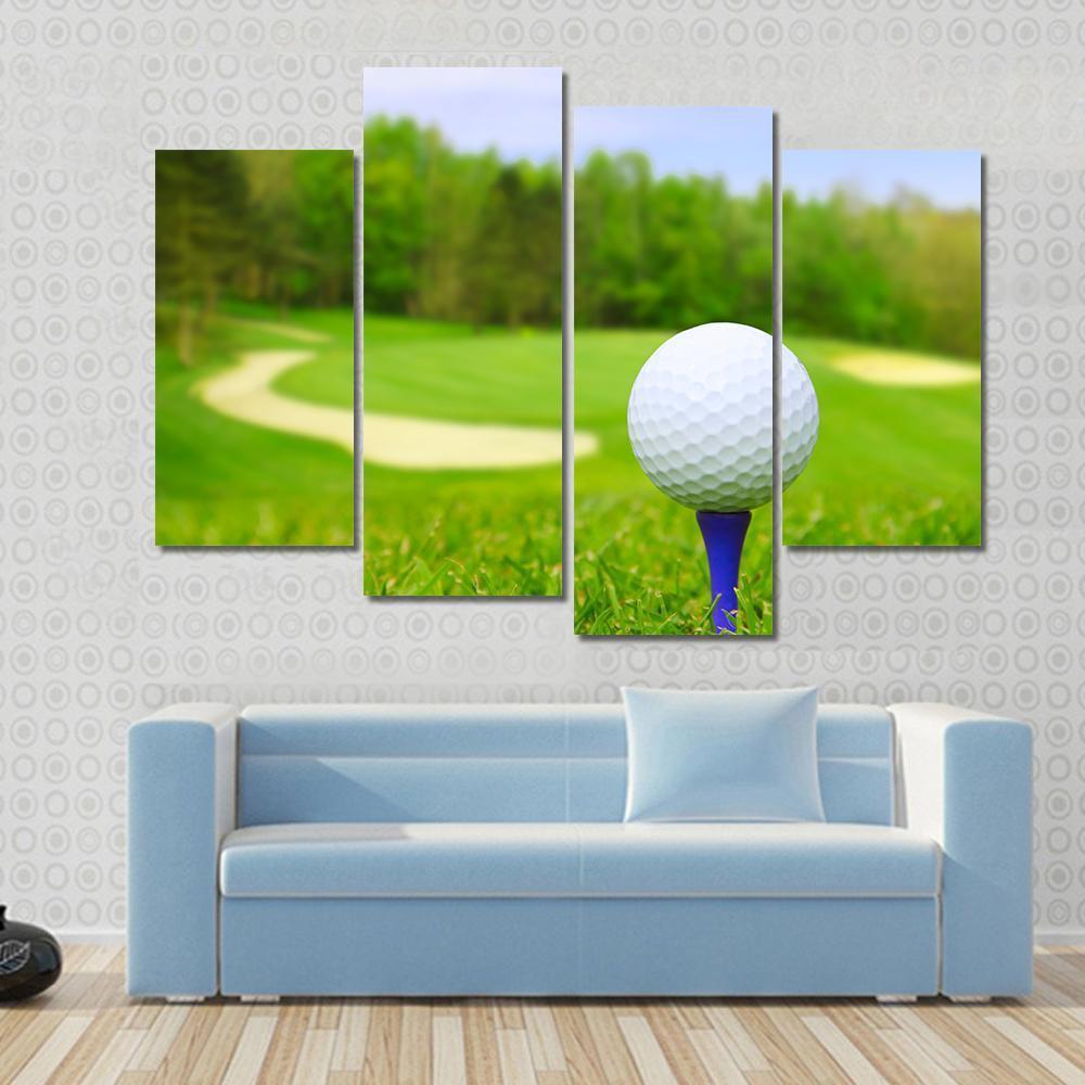 Golf Ball On Course Canvas Wall Art-4 Pop-Gallery Wrap-50&quot; x 32&quot;-Tiaracle