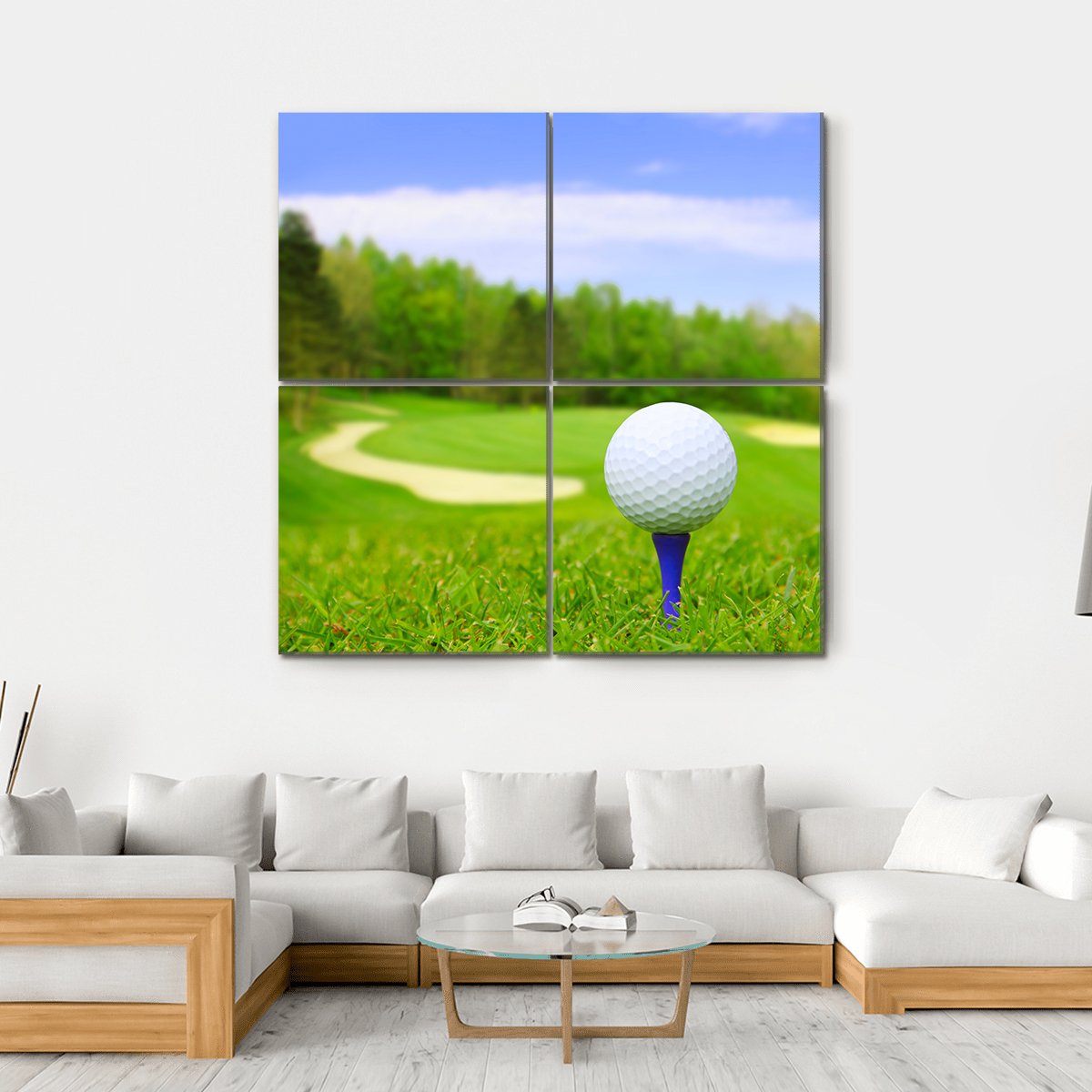 Golf Ball On Course Canvas Wall Art-4 Square-Gallery Wrap-17&quot; x 17&quot;-Tiaracle