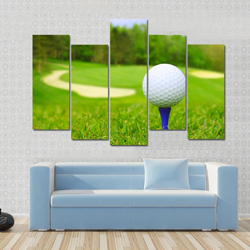Golf Ball On Course Canvas Wall Art-5 Pop-Gallery Wrap-47&quot; x 32&quot;-Tiaracle