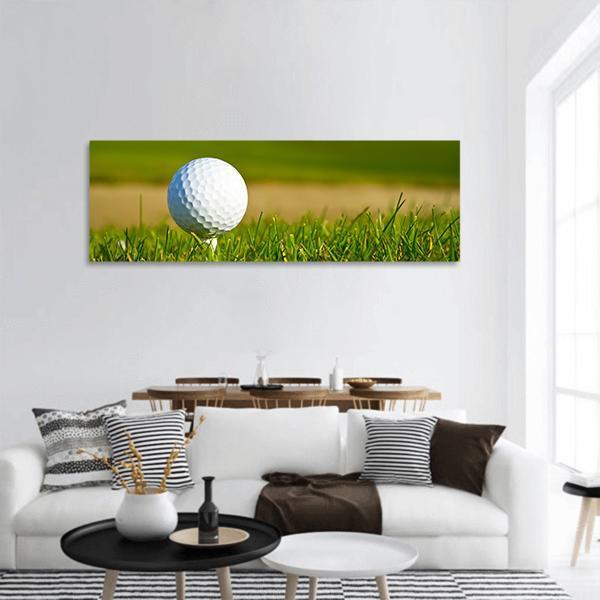 Golf Ball On Beautiful Course Panoramic Canvas Wall Art-1 Piece-36&quot; x 12&quot;-Tiaracle