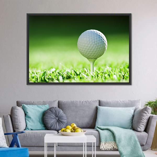 Golf Ball On Green Grass Canvas Wall Art-5 Horizontal-Gallery Wrap-22" x 12"-Tiaracle