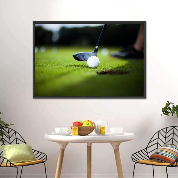 Golf Ball On Green Meadow Canvas Wall Art-5 Horizontal-Gallery Wrap-22" x 12"-Tiaracle