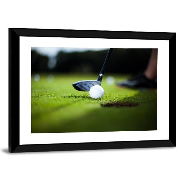 Golf Ball On Green Meadow Canvas Wall Art-5 Horizontal-Gallery Wrap-22" x 12"-Tiaracle