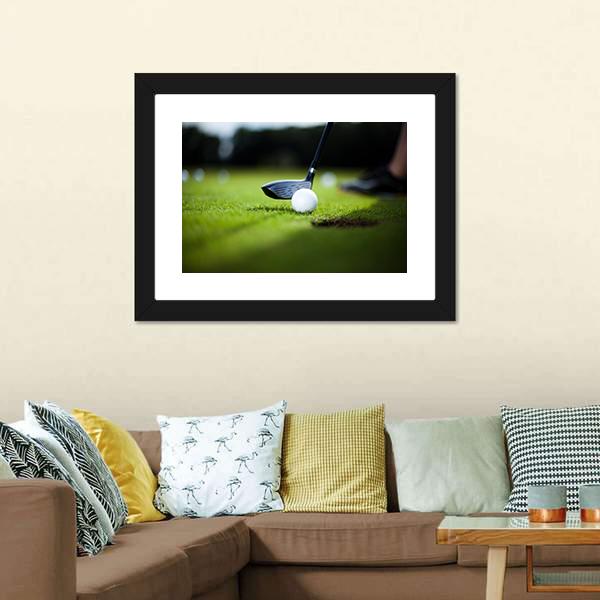 Golf Ball On Green Meadow Canvas Wall Art-5 Horizontal-Gallery Wrap-22" x 12"-Tiaracle