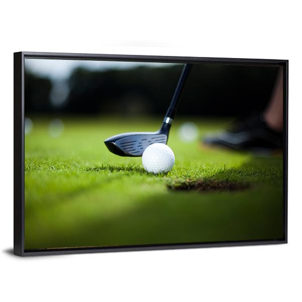 Golf Ball On Green Meadow Canvas Wall Art-5 Horizontal-Gallery Wrap-22" x 12"-Tiaracle