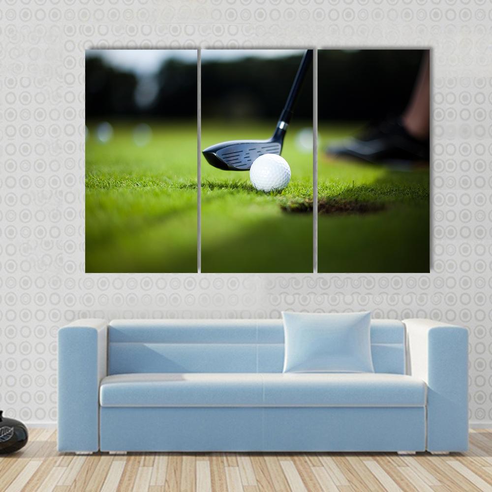 Golf Ball On Green Meadow Canvas Wall Art-3 Horizontal-Gallery Wrap-37&quot; x 24&quot;-Tiaracle