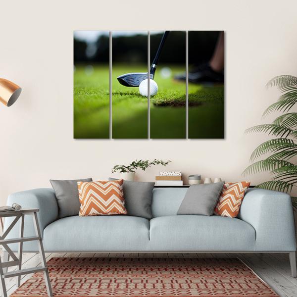 Golf Ball On Green Meadow Canvas Wall Art-4 Horizontal-Gallery Wrap-34" x 24"-Tiaracle