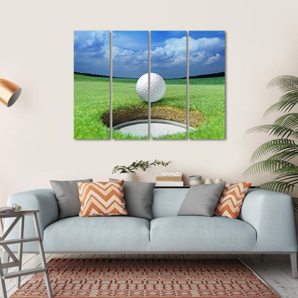 Golf Ball In Course Canvas Wall Art-4 Horizontal-Gallery Wrap-34" x 24"-Tiaracle