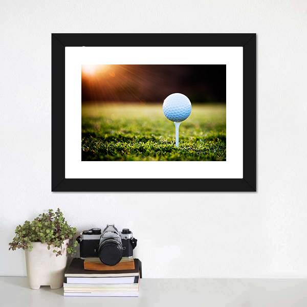 Golf Ball On Tee Canvas Wall Art-1 Piece-Framed Print-20" x 16"-Tiaracle