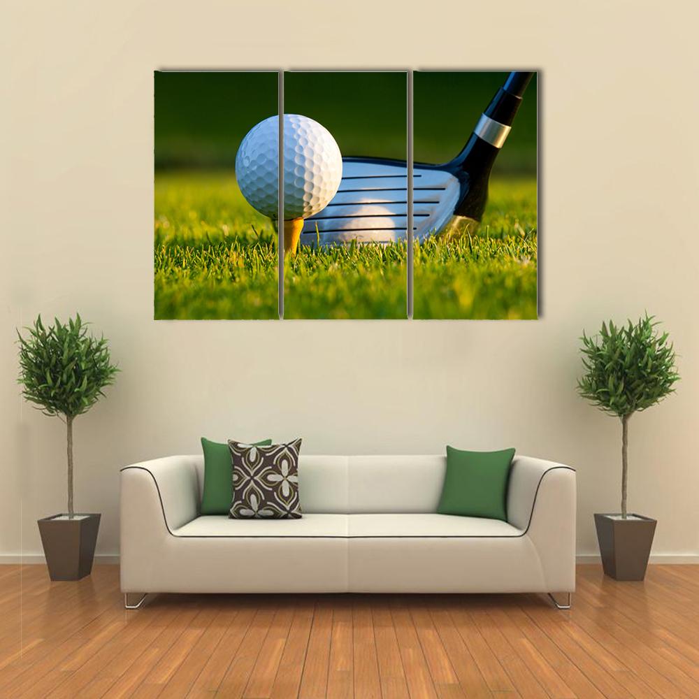 Golf Ball On Tee Canvas Wall Art-1 Piece-Gallery Wrap-24" x 16"-Tiaracle