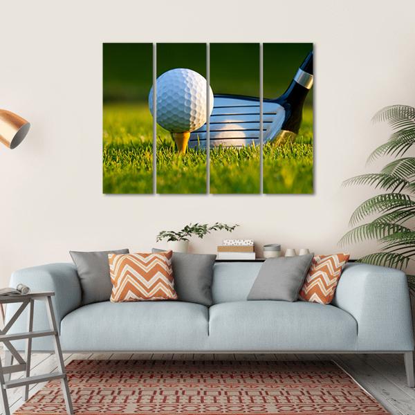 Golf Ball On Tee Canvas Wall Art-4 Horizontal-Gallery Wrap-34" x 24"-Tiaracle