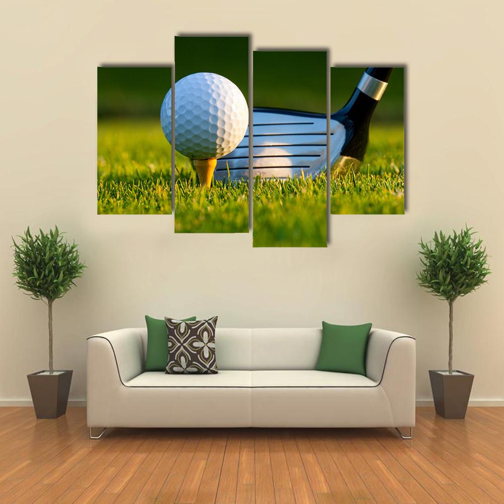 Golf Ball On Tee Canvas Wall Art-4 Pop-Gallery Wrap-34&quot; x 20&quot;-Tiaracle