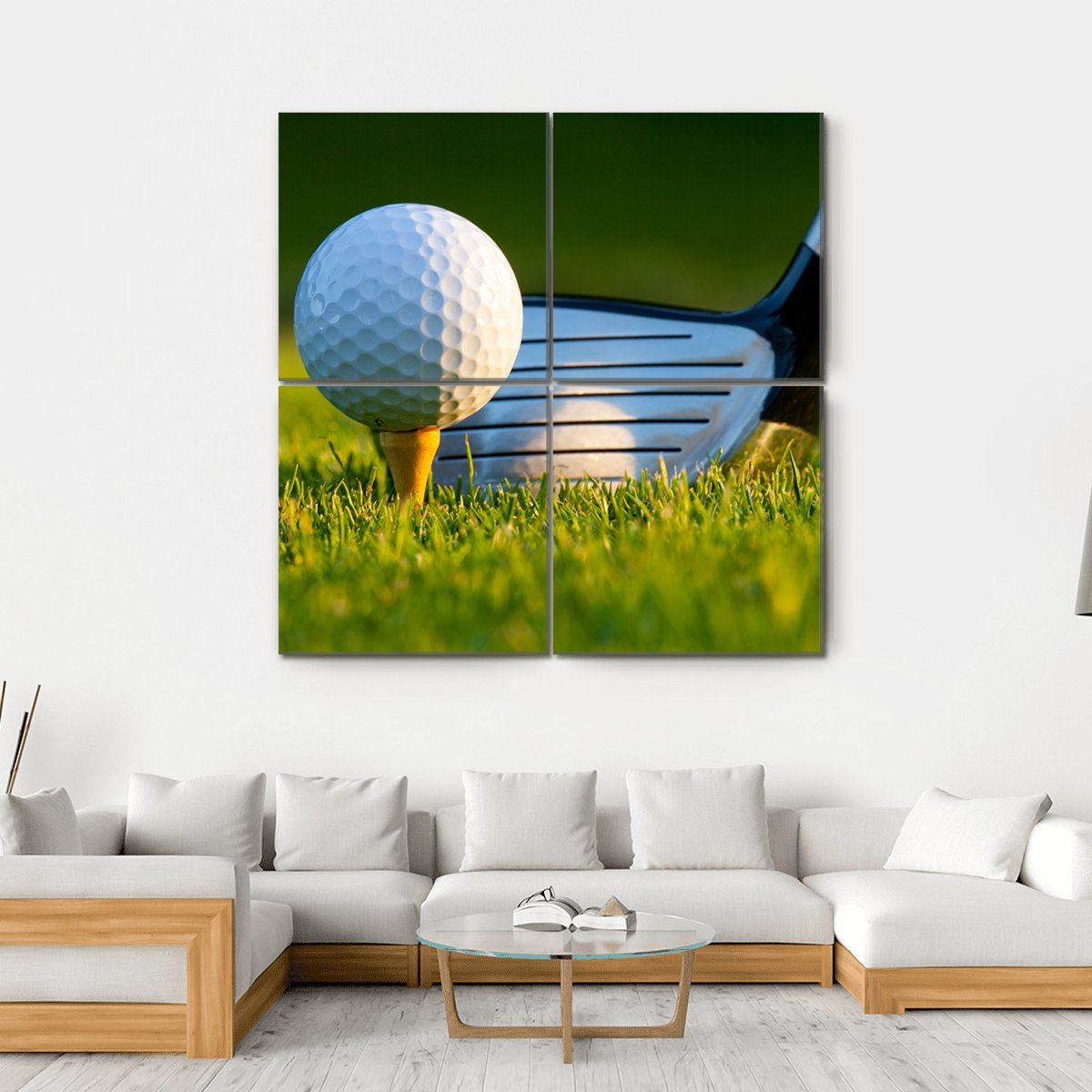 Golf Ball On Tee Canvas Wall Art-4 Square-Gallery Wrap-17" x 17"-Tiaracle