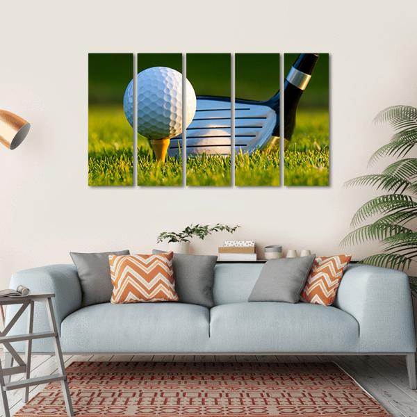 Golf Ball On Tee Canvas Wall Art-5 Horizontal-Gallery Wrap-22" x 12"-Tiaracle