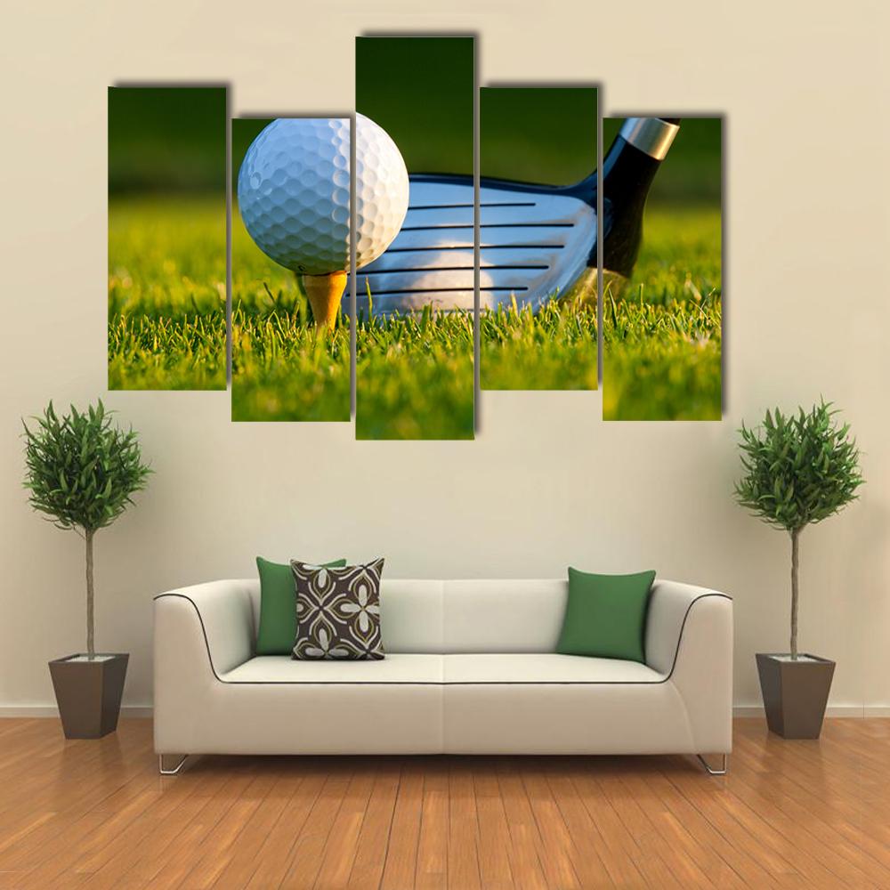 Golf Ball On Tee Canvas Wall Art-5 Pop-Gallery Wrap-32&quot; x 21&quot;-Tiaracle