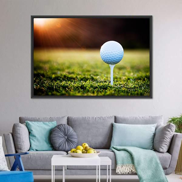 Golf Ball On Tee Canvas Wall Art-3 Horizontal-Gallery Wrap-25" x 16"-Tiaracle