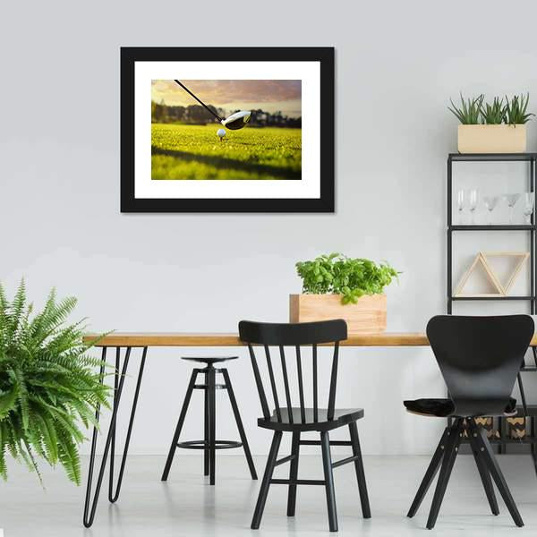 Golf Ball On Tee In Front Of Driver Canvas Wall Art-3 Horizontal-Gallery Wrap-25&quot; x 16&quot;-Tiaracle