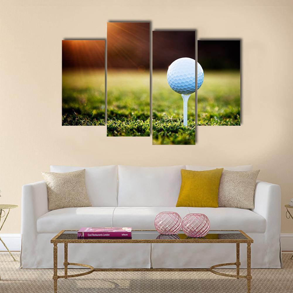 Golf Ball On Tee Canvas Wall Art-4 Pop-Gallery Wrap-50&quot; x 32&quot;-Tiaracle