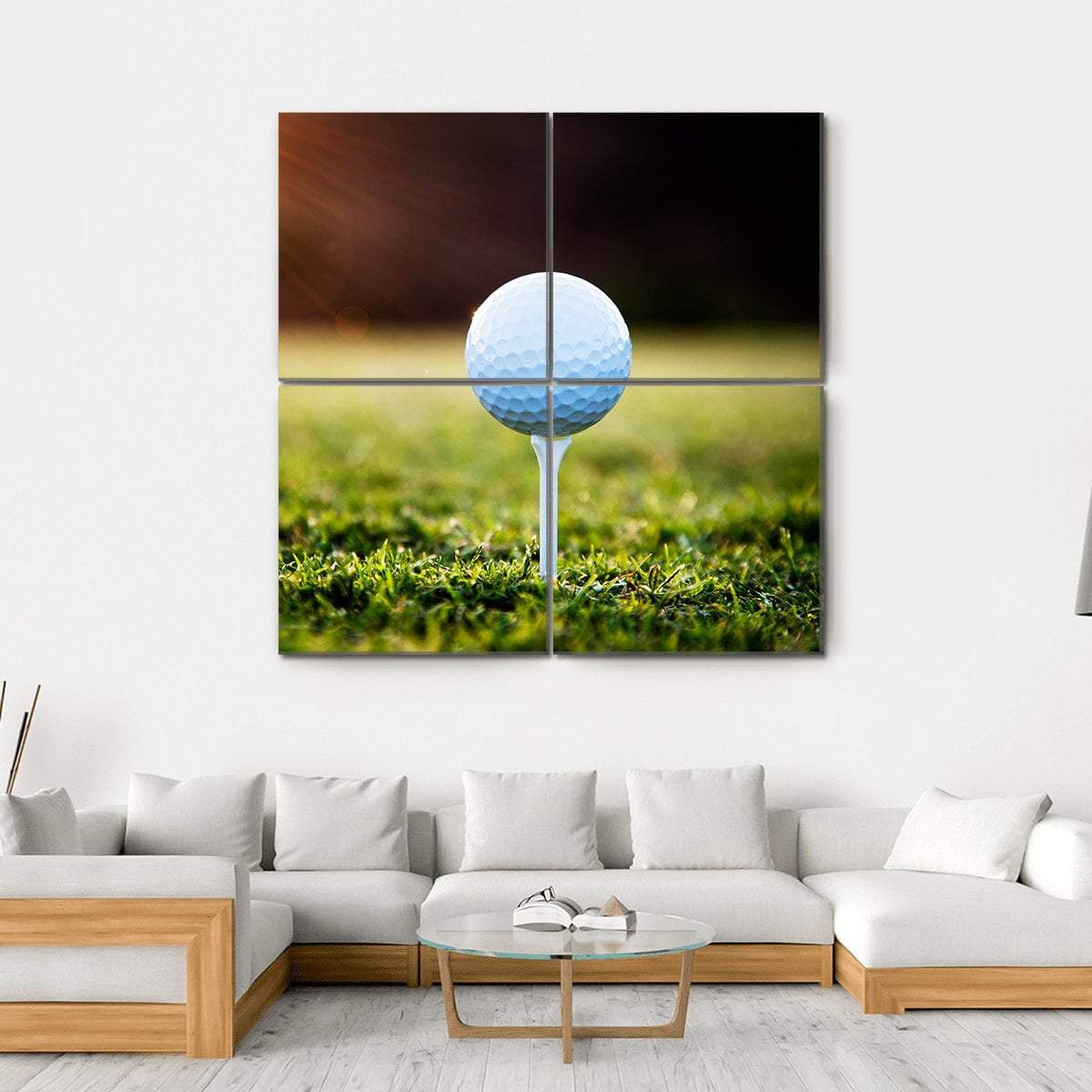 Golf Ball On Tee Canvas Wall Art-4 Square-Gallery Wrap-17" x 17"-Tiaracle