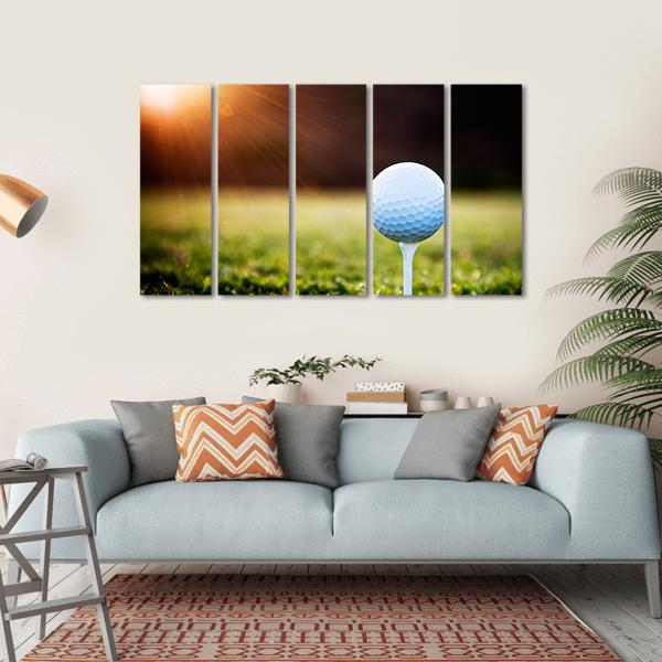 Golf Ball On Tee Canvas Wall Art-5 Horizontal-Gallery Wrap-22&quot; x 12&quot;-Tiaracle