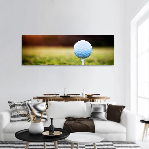 Golf Ball On Tee Panoramic Canvas Wall Art-3 Piece-25" x 08"-Tiaracle