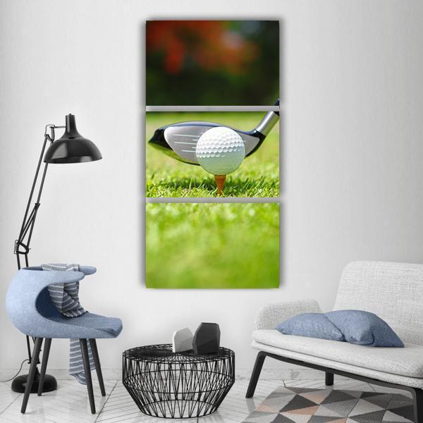 Golf Ball &amp; Club Vertical Canvas Wall Art-3 Vertical-Gallery Wrap-12&quot; x 25&quot;-Tiaracle
