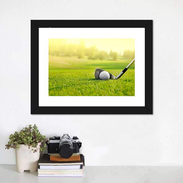 Golf Ball With Stick Canvas Wall Art-1 Piece-Framed Print-20&quot; x 16&quot;-Tiaracle