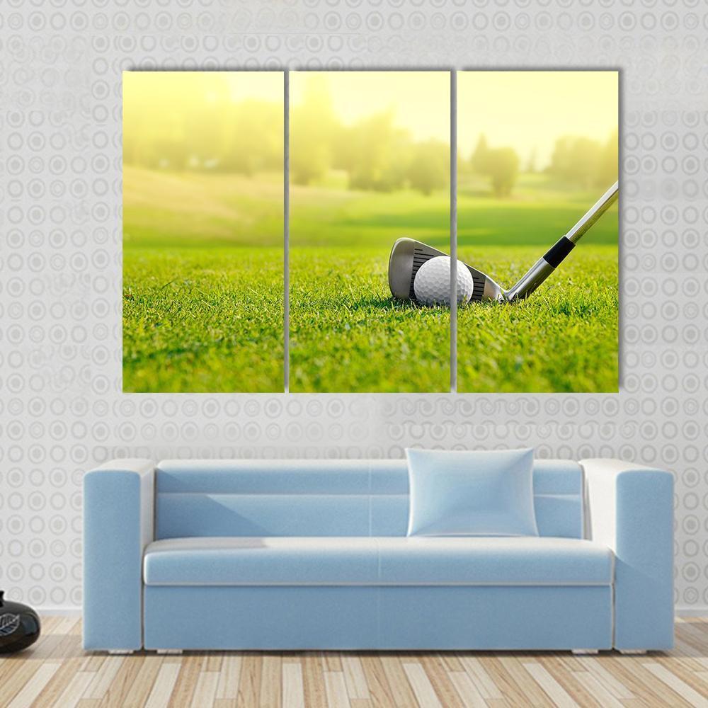 Golf Ball With Stick Canvas Wall Art-3 Horizontal-Gallery Wrap-37&quot; x 24&quot;-Tiaracle