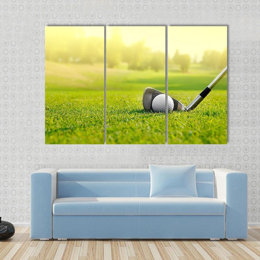 Golf Ball With Stick Canvas Wall Art-4 Pop-Gallery Wrap-50" x 32"-Tiaracle