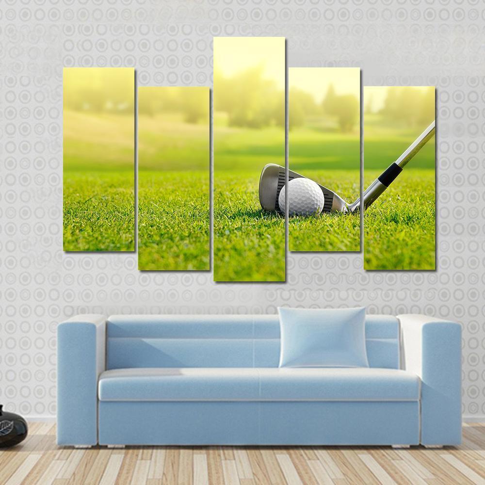Golf Ball With Stick Canvas Wall Art-5 Pop-Gallery Wrap-47&quot; x 32&quot;-Tiaracle