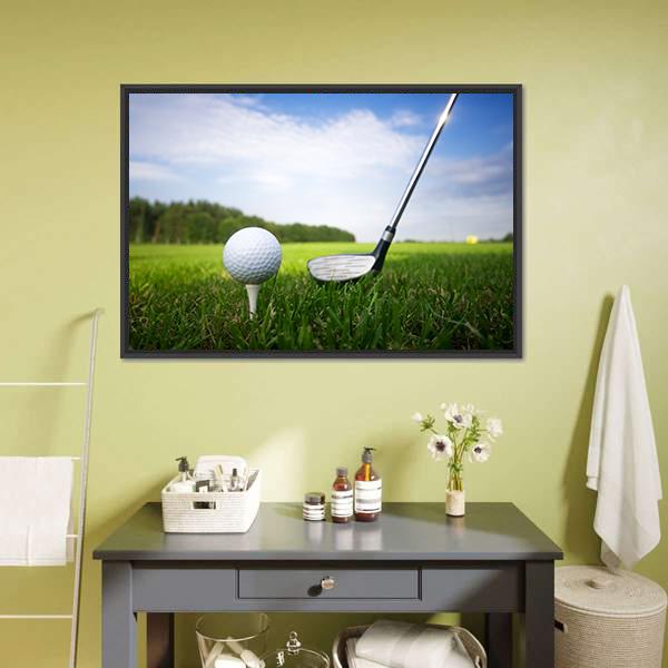 Golf Club And Ball Canvas Wall Art-1 Piece-Floating Frame-24&quot; x 16&quot;-Tiaracle