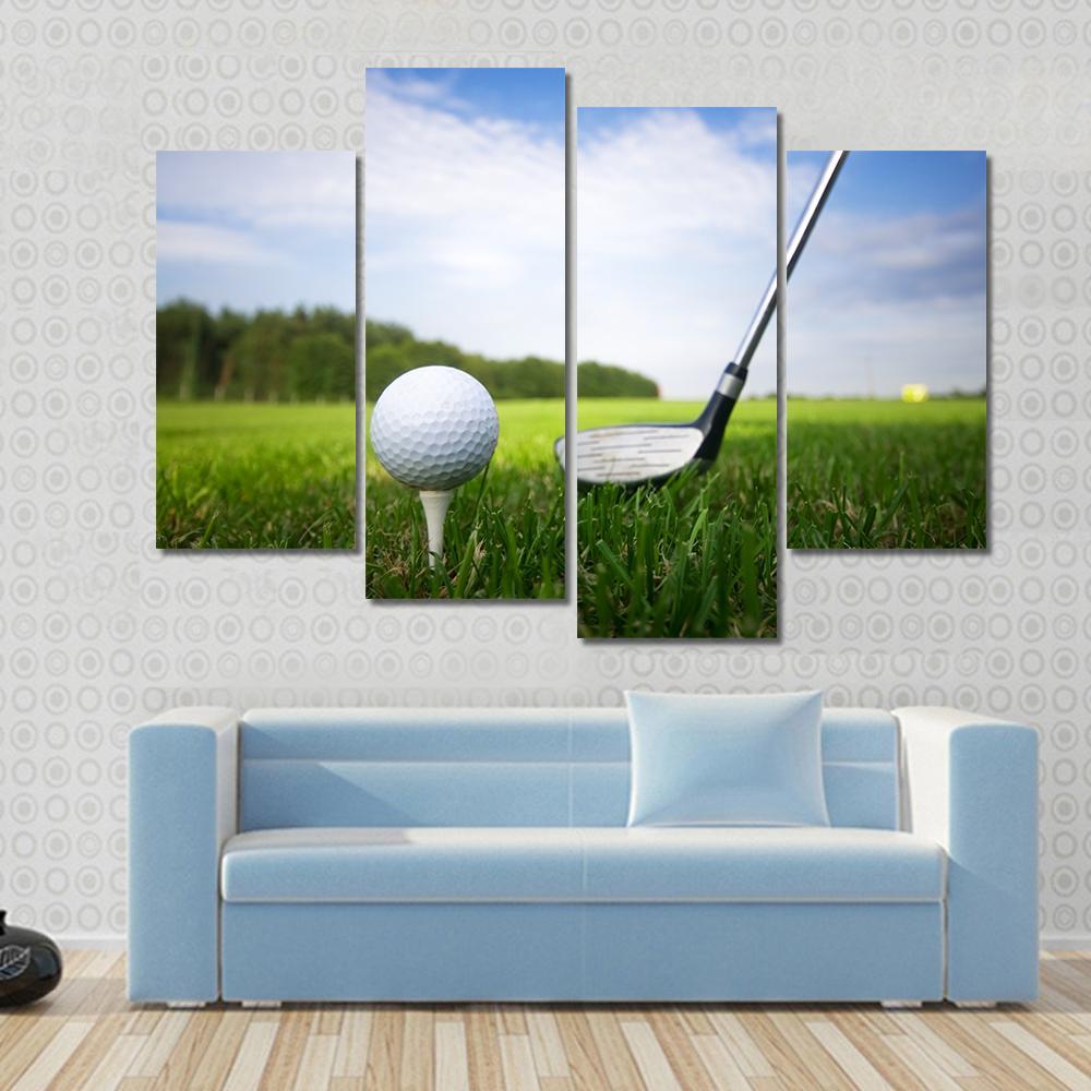 Golf Club And Ball Canvas Wall Art-4 Pop-Gallery Wrap-50" x 32"-Tiaracle