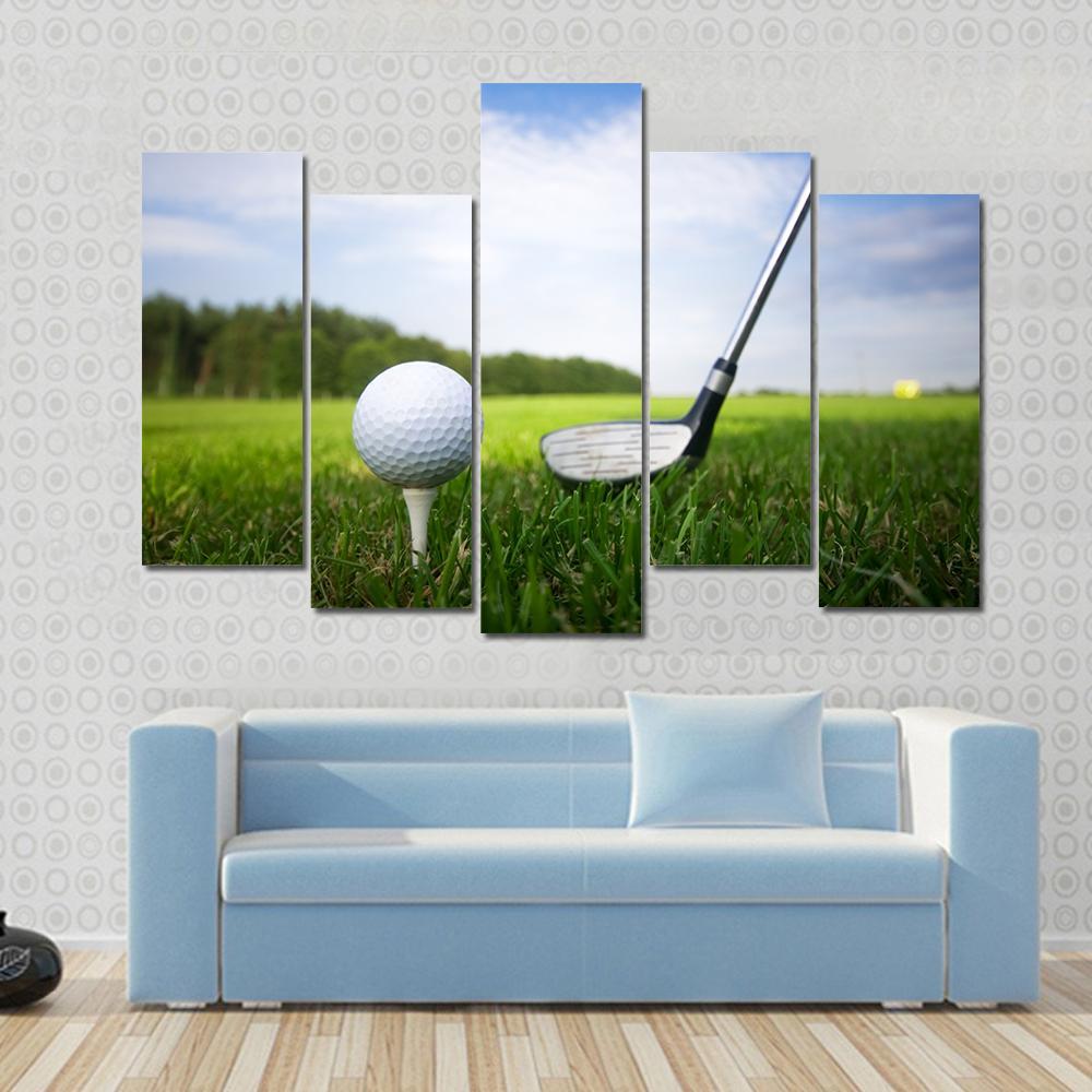 Golf Club And Ball Canvas Wall Art-5 Pop-Gallery Wrap-47&quot; x 32&quot;-Tiaracle